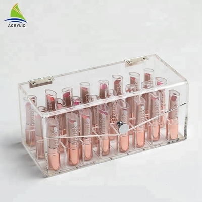 De transparante acrylvitrine van de make-uplippenstift maakt omhoog Organisator
