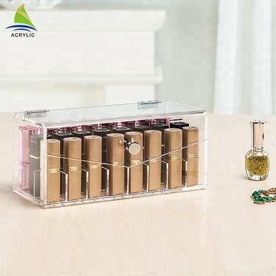 De transparante acrylvitrine van de make-uplippenstift maakt omhoog Organisator