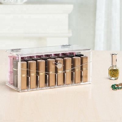 De transparante acrylvitrine van de make-uplippenstift maakt omhoog Organisator