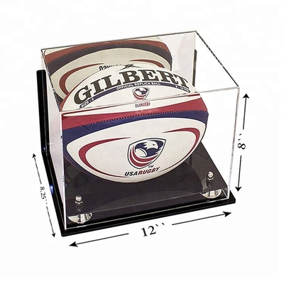 Commerciële Acryl van het de Sportenrugby van de Vertoningsdoos van de de Balvertoning de Doos Vlotte Oppervlakte met Basis