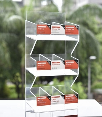 Acryl Bijkomende de Vertoningstribune van de Celtelefoon voor Usb-Kabelkristal het Oppoetsen