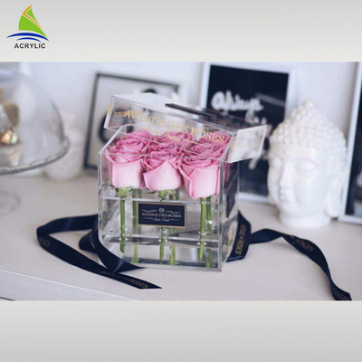 Waterdichte Vierkante Verpakkende Acryl de Bloemdoos van de Giftluxe met Laserembleem