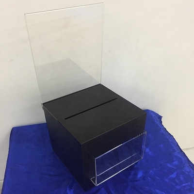 Ijzige Zwarte Afsluitbare Acrylvertoningsdoos/de Doos van de Perspexschenking met de Houder van de Tekenkaart