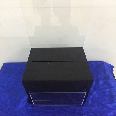 Ijzige Zwarte Afsluitbare Acrylvertoningsdoos/de Doos van de Perspexschenking met de Houder van de Tekenkaart