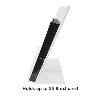 De acrylcountertop van het Hellings Achtertussenvoegsel Tekenhouder 8,5 x 11 Duim met Brochure in eigen zak steekt