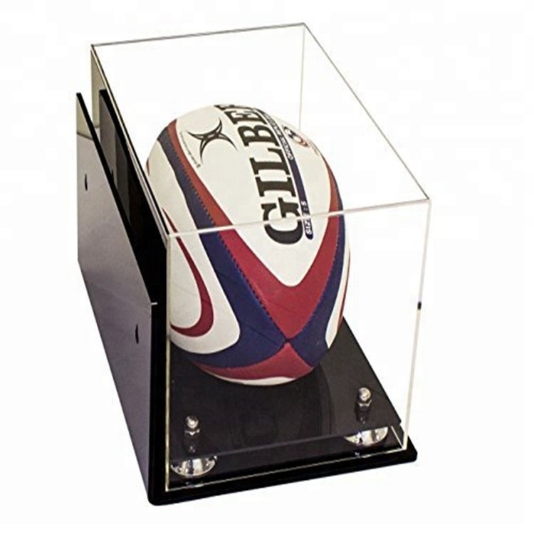 Commerciële Acryl van het de Sportenrugby van de Vertoningsdoos van de de Balvertoning de Doos Vlotte Oppervlakte met Basis